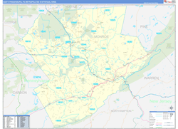 East Stroudsburg Metro Area Wall Map Basic Style 2024